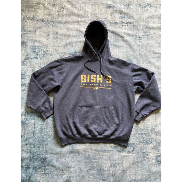 Bish's RV Heathered Grayish Blue Hoodie Sweatshirt Unisex Fit XL - Picture 1 of 5